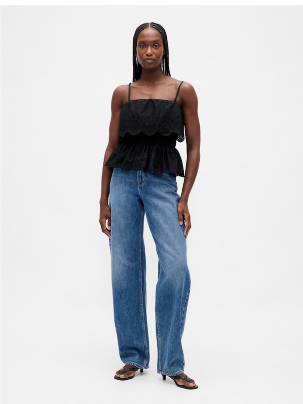 NWT Gap Poplin Eyelet Ruffle Top - Picture 2 of 5